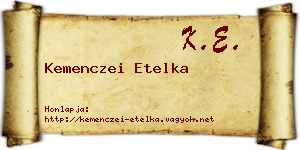 Kemenczei Etelka névjegykártya